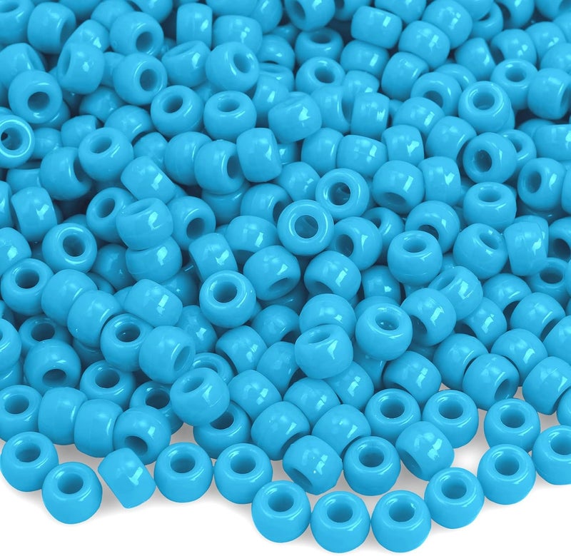 anpiwshjo Pony Beads 1100 Pcs, Beads for Jewelry Making, Beads for Bracelets Making, Hair Beads, Bracelet Beads, Blue Beads for Crafts, Hair Beads for Braids for Girls (Sky Blue) - Image 1